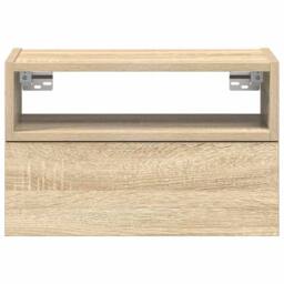 Berkfield Home Durable Wall-mounted Bedside Cabinet Sonoma Oak 45x26x28.5 cm in Light Tan - thumbnail 4