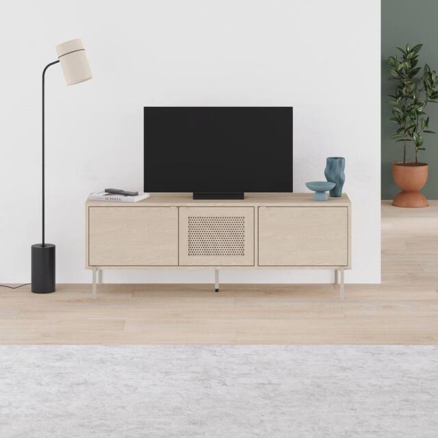 "Decortie New Inca' Modern TV Stand Unit 140cm for 50"" TVs in Light Oak - Size: 1 Pack" - image 1