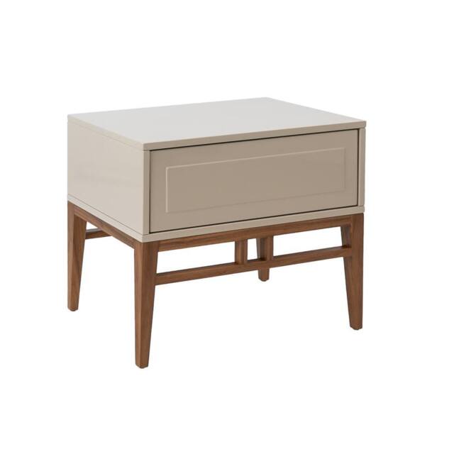 Angel Cerda Bedside Table, Beige Finish, Walnut Legs, 60 x 40 x 50 cm - image 1
