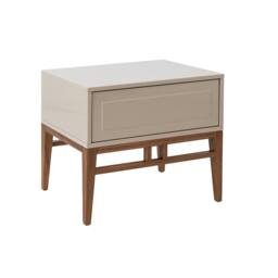 Angel Cerda Bedside Table, Beige Finish, Walnut Legs, 60 x 40 x 50 cm