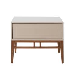 Angel Cerda Bedside Table, Beige Finish, Walnut Legs, 60 x 40 x 50 cm - thumbnail 2