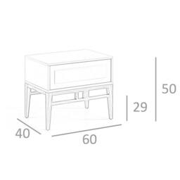 Angel Cerda Bedside Table, Beige Finish, Walnut Legs, 60 x 40 x 50 cm - thumbnail 8