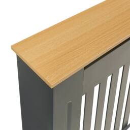 SPETLEK Modern Radiator Cover Wall Cabinet MDF Slats, Grey with Wood Top, XL - thumbnail 3