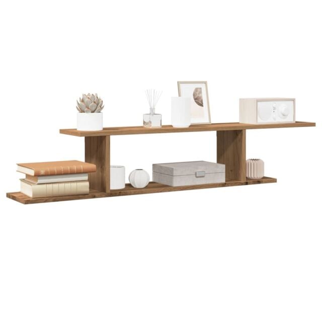 Berkfield Home Wall-Mounted TV Shelf Artisan Oak 125x18x23 cm Engineered Wood in Brown - Size: 125 x 18 x 23 cm - image 1