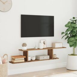 Berkfield Home Wall-Mounted TV Shelf Artisan Oak 125x18x23 cm Engineered Wood in Brown - Size: 125 x 18 x 23 cm - thumbnail 3
