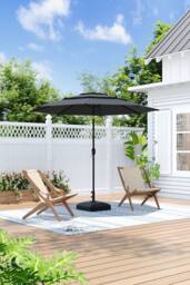 H&O Direct Outdoor Garden Muti-Tier Umbrella with Crank & Fillable Stand in Dark Grey - thumbnail 2