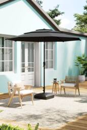 H&O Direct Outdoor Garden Muti-Tier Umbrella with Crank & Fillable Stand in Dark Grey - thumbnail 1