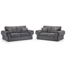 SNUG FURNITURE BIRMINGHAM LTD Wilcot 3+2 Grey Sofa Set Full-Back - thumbnail 2