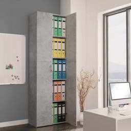 Berkfield Home Office Cabinet Concrete Grey 60x32x190 cm Engineered Wood - Size: 60 x 32 x 190 cm - thumbnail 2