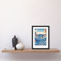 Artery8 Utagawa Hiroshige Naruto Whirlpool Awa Province Painting Artwork Framed Wall Art Print A4 in Black - thumbnail 2