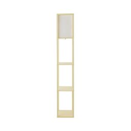 ValueLights Struttura Pastel Wooden Shelving Floor Lamp with Fabric Shade & Bulb in Yellow - thumbnail 6