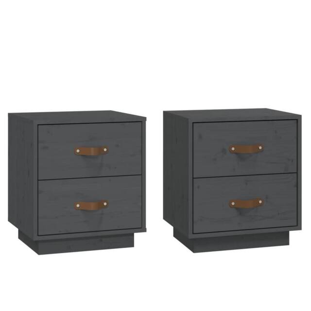 Berkfield Home Bedside Cabinets 2 pcs Grey 40x34x45 cm Solid Wood Pine - Size: 40 x 34 x 45 cm - image 1