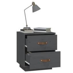 Berkfield Home Bedside Cabinets 2 pcs Grey 40x34x45 cm Solid Wood Pine - Size: 40 x 34 x 45 cm - thumbnail 5