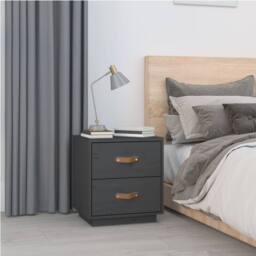 Berkfield Home Bedside Cabinets 2 pcs Grey 40x34x45 cm Solid Wood Pine - Size: 40 x 34 x 45 cm - thumbnail 3