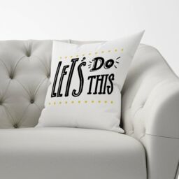 Warren Reed - Designer Let'S Do This Cushions in Black - Size: 60 cm x 60 cm - thumbnail 2