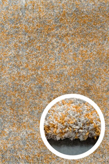 Kukoon Super Soft Mottled Tonal Ochre Yellow & Grey Shaggy Living Room Area Rugs - Size: 160 cm x 230 cm - image 1