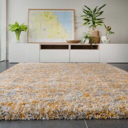 Kukoon Super Soft Mottled Tonal Ochre Yellow & Grey Shaggy Living Room Area Rugs - Size: 160 cm x 230 cm - thumbnail 3