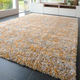 Kukoon Super Soft Mottled Tonal Ochre Yellow & Grey Shaggy Living Room Area Rugs - Size: 160 cm x 230 cm - thumbnail 2