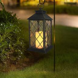 Bright Zeal Distressed BlackGold Vintage Lantern with LED Flicker Candle & Timer in Black - thumbnail 8