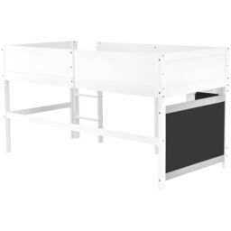BTM Wooden Bunk Bed Single 90x190cm White with Shelf & Boards for Kids - Size: 90x190 cm - thumbnail 5