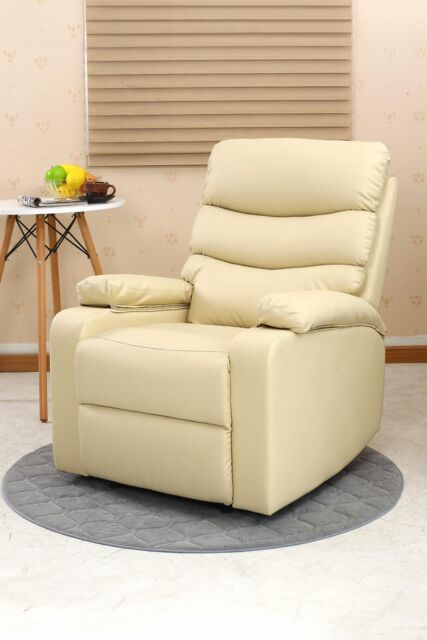 More4Homes Ashby Leather Recliner Armchair Sofa Home Lounge Chair in Cream - image 1