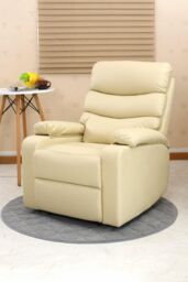 More4Homes Ashby Leather Recliner Armchair Sofa Home Lounge Chair in Cream - thumbnail 1