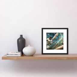 Artery8 Action Cricket Sports in Motion Batsman Splatter Oil Painting Square Wooden Framed Wall Art Print Picture 8X8 Inch in Black - thumbnail 2