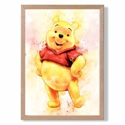ARTZE Watercolour Winnie the Pooh Art Print with Oak Frame SIZE: A3 in Yellow - Size: A4 - thumbnail 2