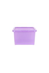 Wham Crystal 3 x 45L Stackable Plastic Storage Boxes with Lids Tint Blue in Lavender - thumbnail 3