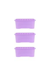 Wham Crystal 3 x 45L Stackable Plastic Storage Boxes with Lids Tint Blue in Lavender - thumbnail 4