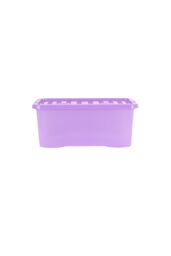 Wham Crystal 3 x 45L Stackable Plastic Storage Boxes with Lids Tint Blue in Lavender - thumbnail 2