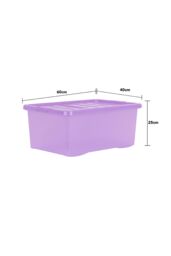 Wham Crystal 3 x 45L Stackable Plastic Storage Boxes with Lids Tint Blue in Lavender - thumbnail 5