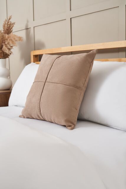 BHS Faux Suede Cross Cushion in Beige - Size: Small - image 1