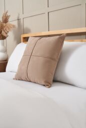 BHS Faux Suede Cross Cushion in Beige - Size: Small