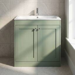 Balterley 800mm Floor Standing 2 Door Unit & Stone Basin 1 Tap Hole Satin Green - thumbnail 6