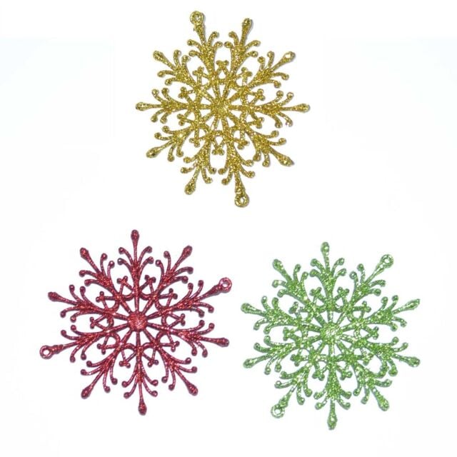 Shatchi 3Pcs Glitter Snowflake Christmas Tree Decoration Xmas Party Hanging Ornament, Multi - image 1