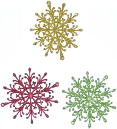 Shatchi 3Pcs Glitter Snowflake Christmas Tree Decoration Xmas Party Hanging Ornament, Multi - thumbnail 2