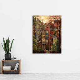 "Artery8 Sunset Geometric Soft Cityscape In Autumn Architecture Extra Large XL Unframed Wall Art Poster Print - Size: W24"" x H32""" - thumbnail 4
