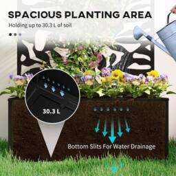OUTSUNNY Metal Garden Bed with Trellis, Raised Planter with Privacy Panel in Black - thumbnail 4