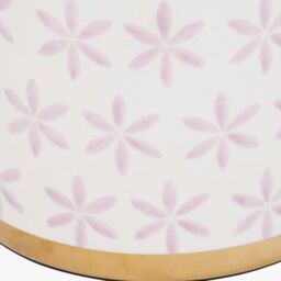 Ruma Lillac & Gold Leaf Ceramic Table Lamp with Blush Velvet Cylinder Shade in Pink - thumbnail 3