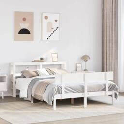Berkfield Home Bed Frame without Mattress White 120x200 cm Solid Wood Pine - Size: Small Double - thumbnail 2