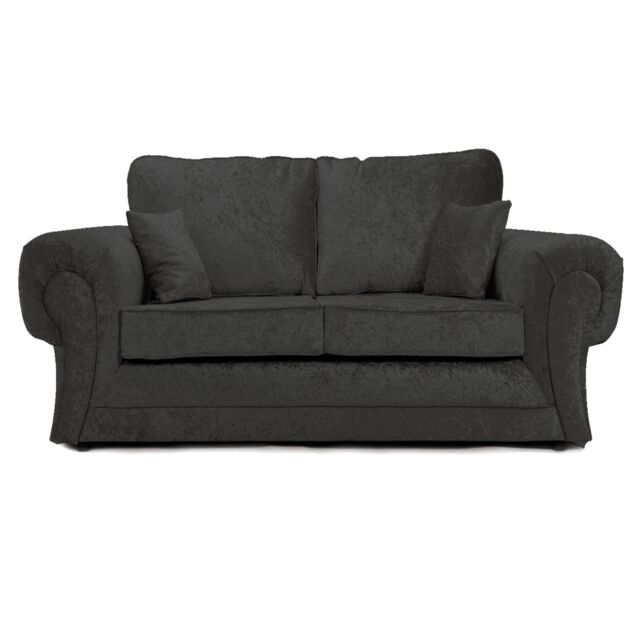 Furnishings For Less UK Chelsea Crushed Velvet Large 2 Seater Sofa Rolled Arms in Black - image 1