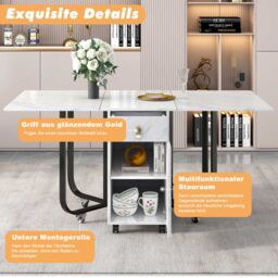 Matteo Space-Saving Folding Dining Table with Cupboard & 2 Drawers in White - thumbnail 9