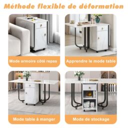 Matteo Space-Saving Folding Dining Table with Cupboard & 2 Drawers in White - thumbnail 8