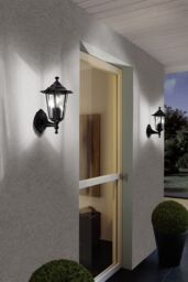 Loops IP44 Outdoor Wall Light Black Aluminium Lantern 1 x 60W E27 Bulb Porch Lamp - thumbnail 3