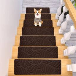 SPETLEK 15 Pcs Non-Slip Stair Pads for Home Safety & Decor Brown - thumbnail 4