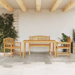 Berkfield Home 4 Piece Garden Dining Set Solid Wood Teak in Brown