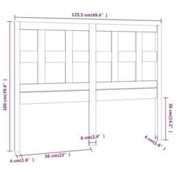 Berkfield Home Beautiful Bed Headboard Black 125.5x4x100 cm Solid Wood Pine - thumbnail 6