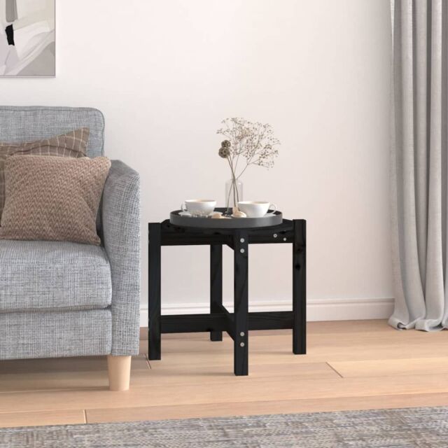Berkfield Home Coffee Table Black Ø 52.5x45 cm Solid Wood Pine - image 1