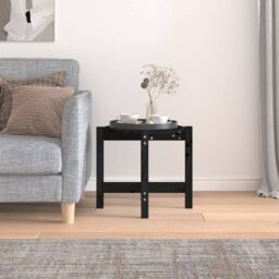 Berkfield Home Coffee Table Black Ã˜ 52.5x45 cm Solid Wood Pine - thumbnail 3